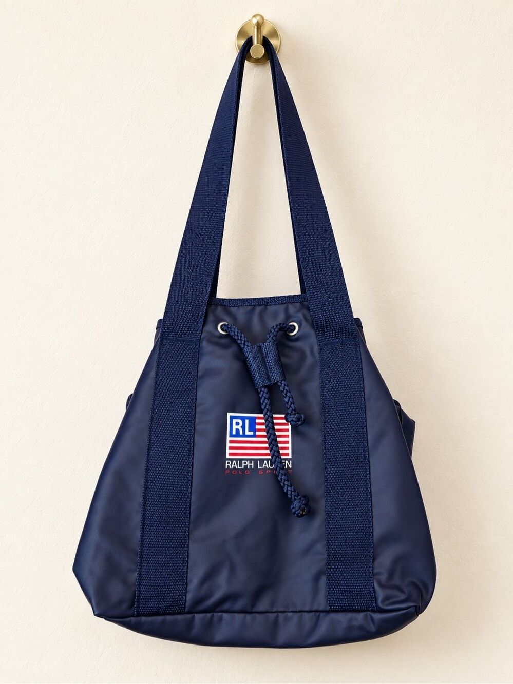 vintage Ralph Lauren Polo Sport Vinyl American Flag Bucket Bag, Y2K